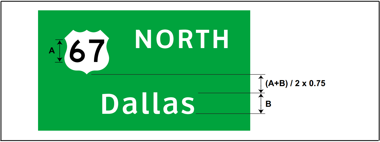 Interline spacing between a Route signand a word message. (click in image to see full-size image)