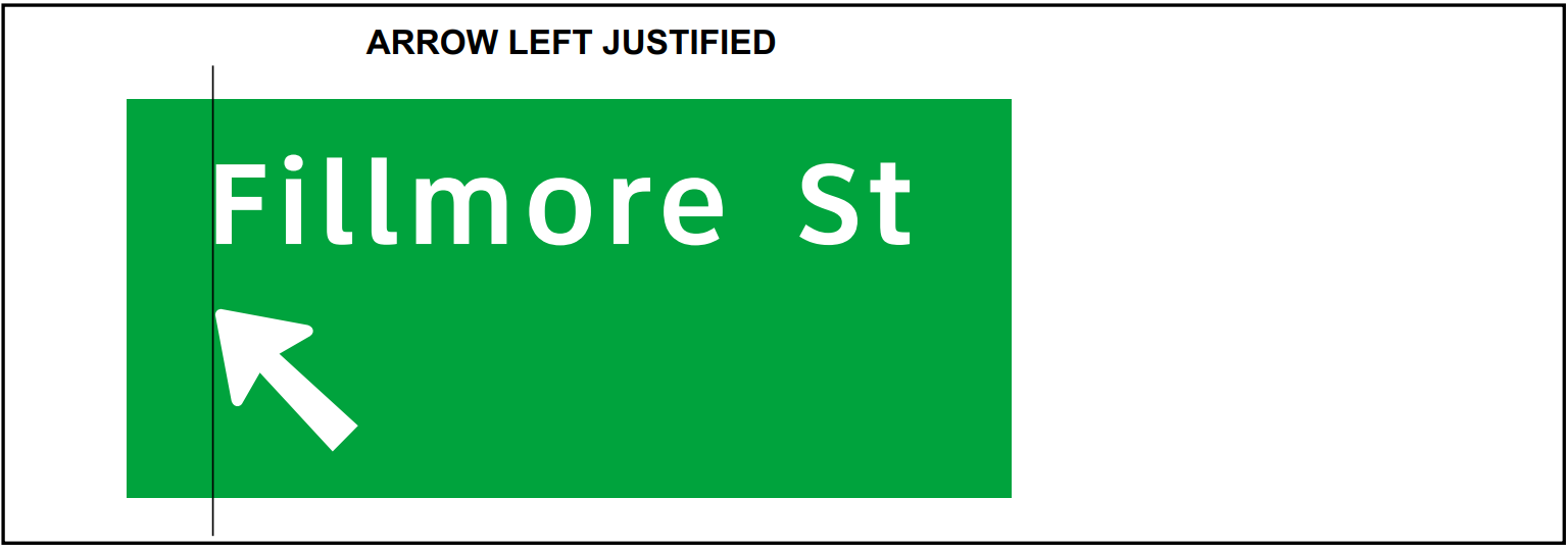 Arrow placement with one word message fora left exit. (click in image to see full-size image)