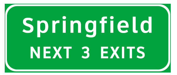 Next X Exits sign. (click in image to see full-size image)