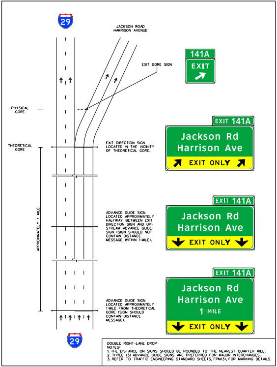 Signing for a double right-lane drop. (click in image to see full-size image)