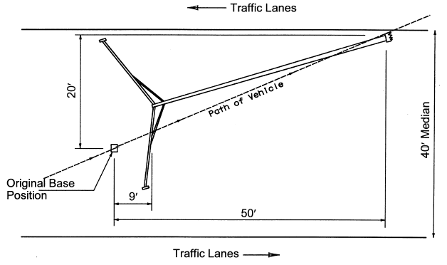 Falling area - final position of 50 footluminaire support. (click in image to see full-size image)