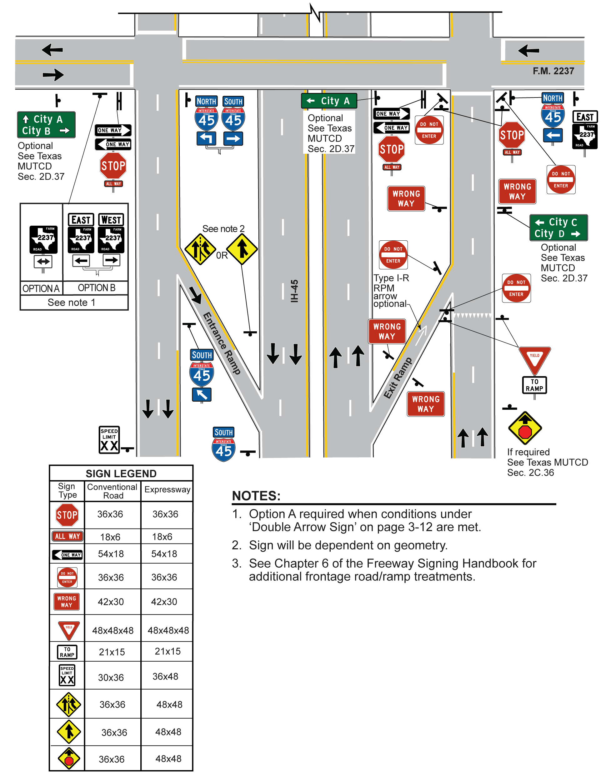 Diamond Interchange with One-Way FrontageRoads (click in image to see full-size image)