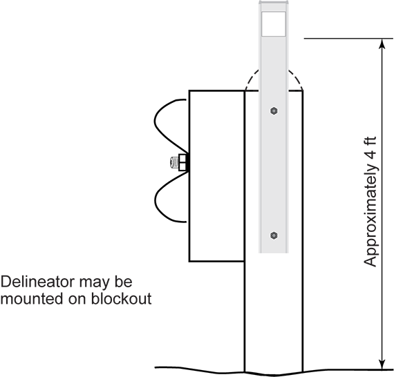 Delineator Installation on Guardrail Post (click in image to see full-size image)