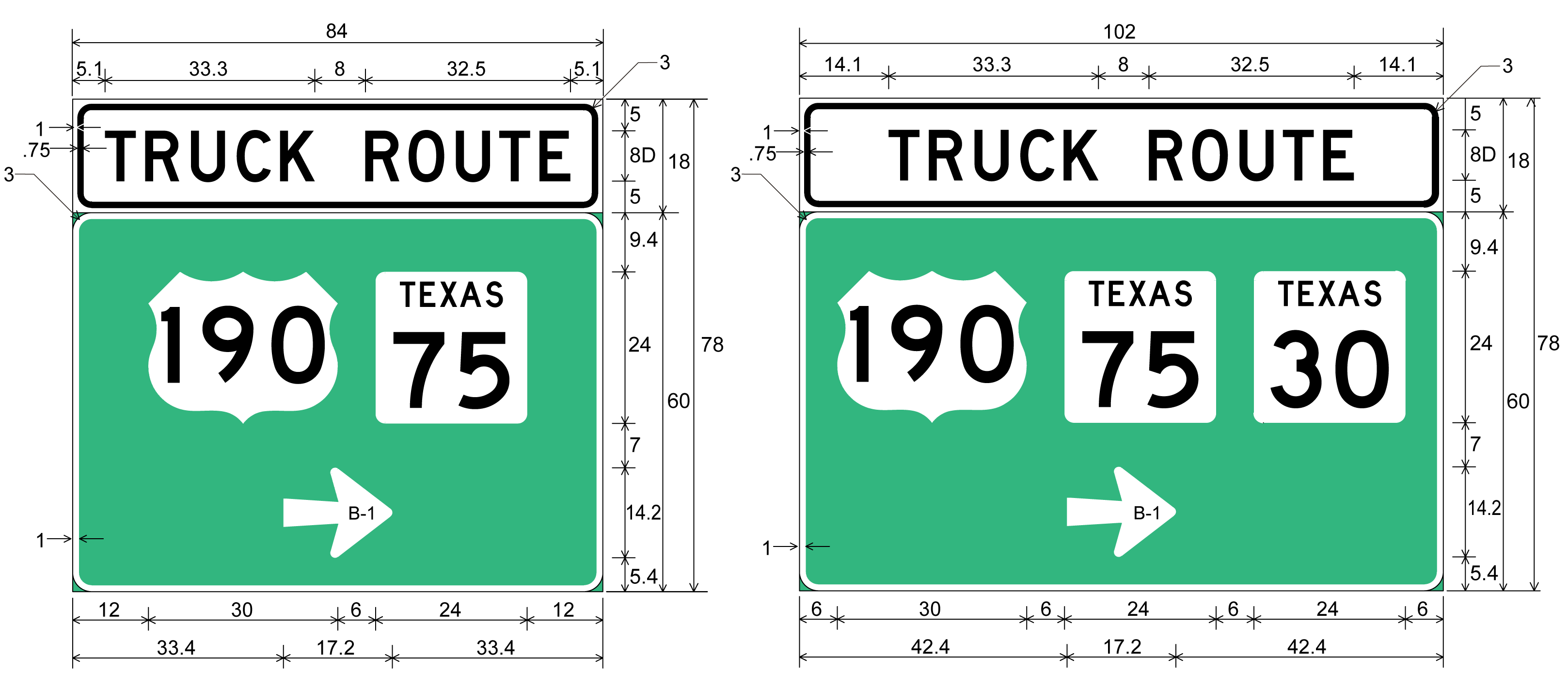 Large Advanced Truck Route Sign Assemblysign details (click in image to see full-size image)