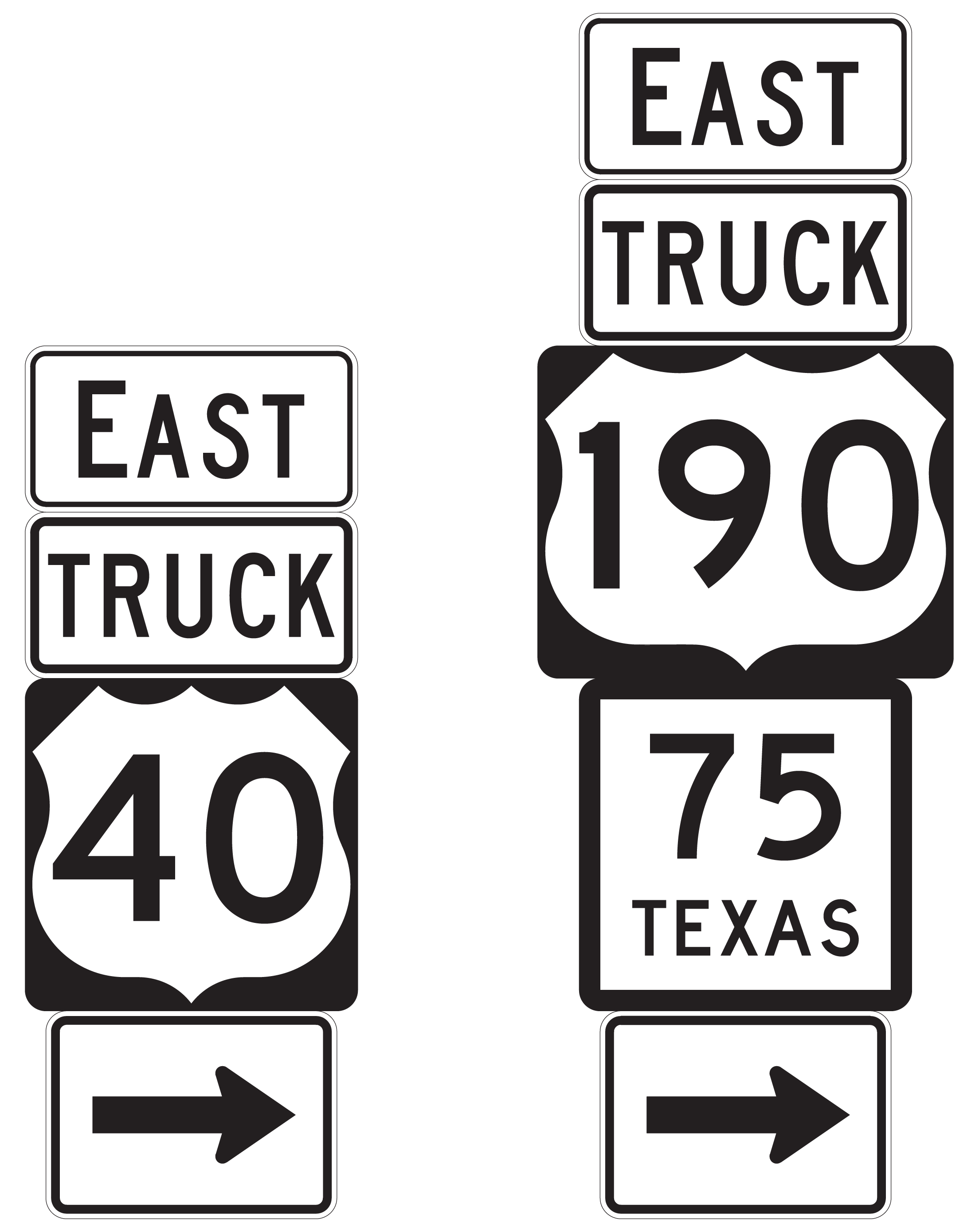 Small Advance Truck Route Sign Assembly (click in image to see full-size image)