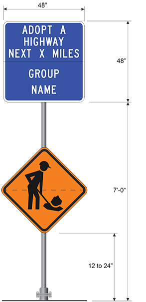ADOPT-A-HIGHWAY (D14-4T) sign assembly. (click in image to see full-size image)