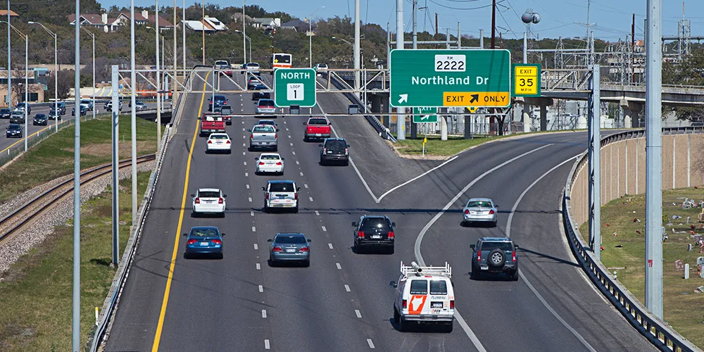 Northbound traffic on Loop 1 Austin TX