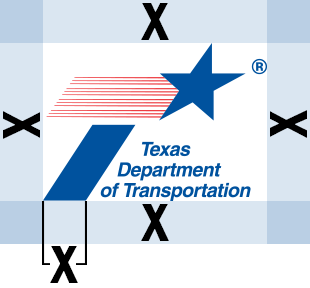 Diagrama de espacio libre del logotipo de TxDOT