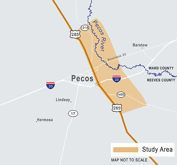 Mapa de ubicación del proyecto Pecos