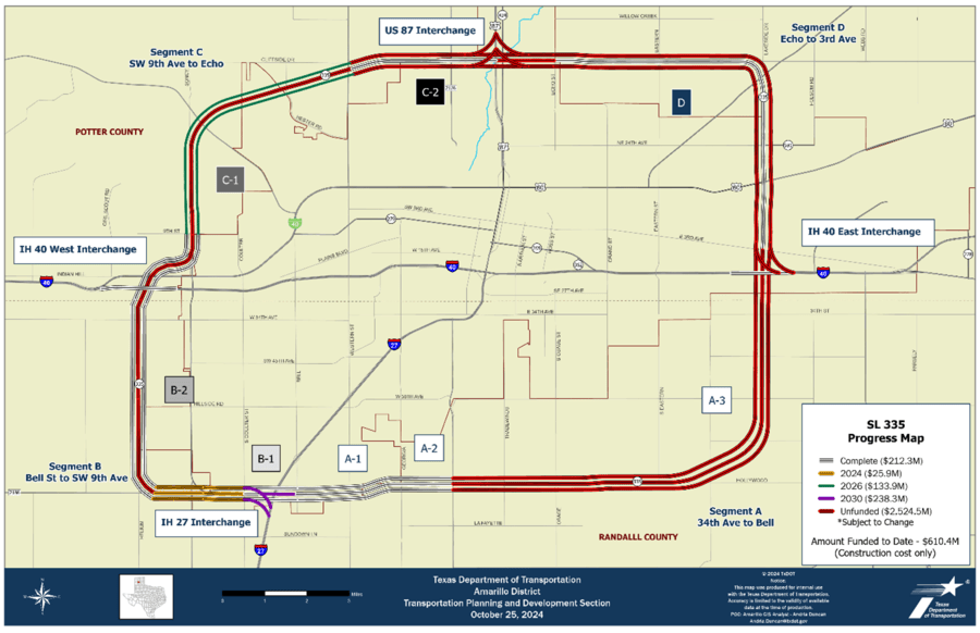 State Loop 335 project location map