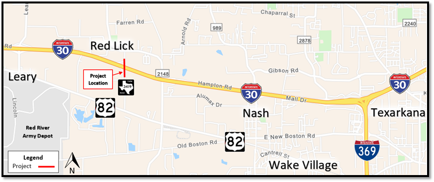 I-30 at FM 3419 map