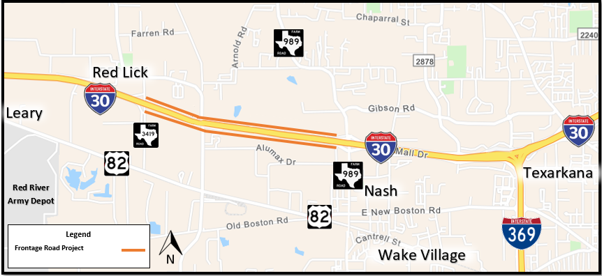 I-30 Frontage Road map