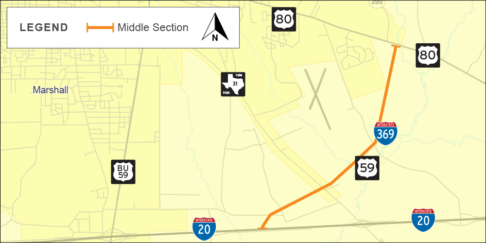 I-369 middle section map