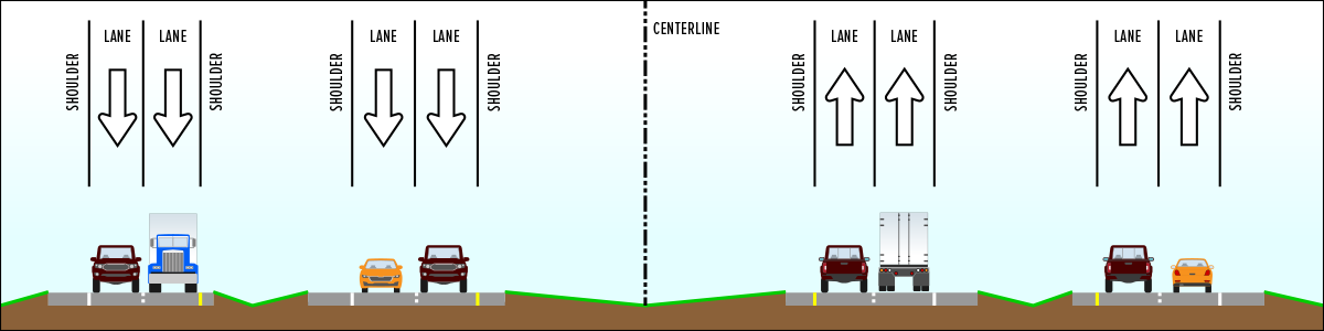 I-369 north middle and south typical section map