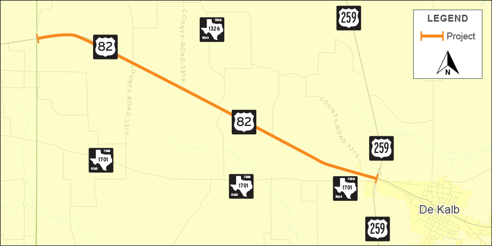 US 82 west of CR 3403 to US 259