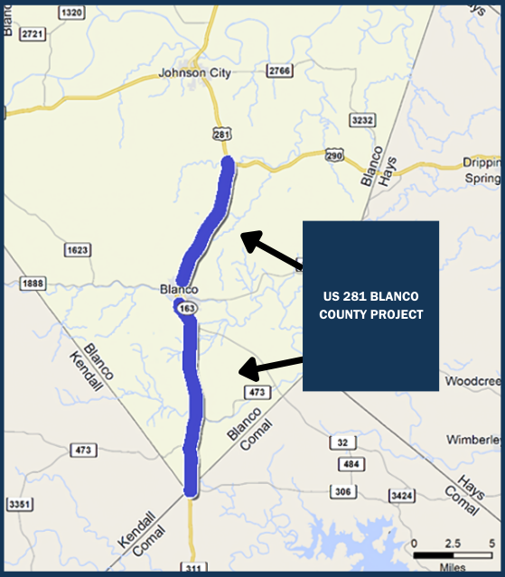 US 281 Blanco County Project Map