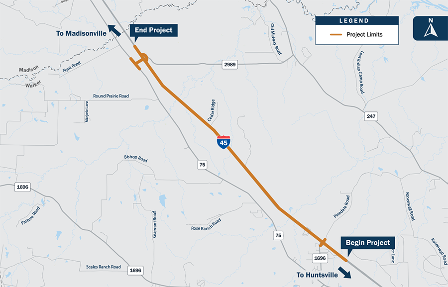 I-45 North Walker County Project (Segment 3) Location Map