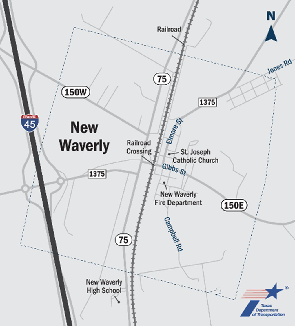 New Waverly Transportation Study Area Map