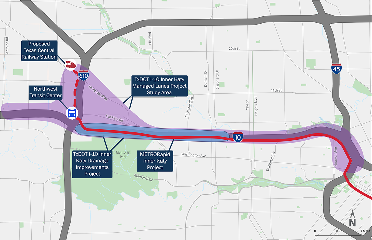 I-10 Inner Katy Corridor project map