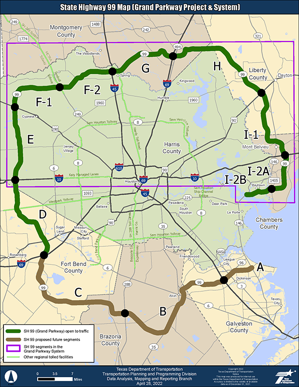 Map of Proposed SH 99/Grand Parkway Project