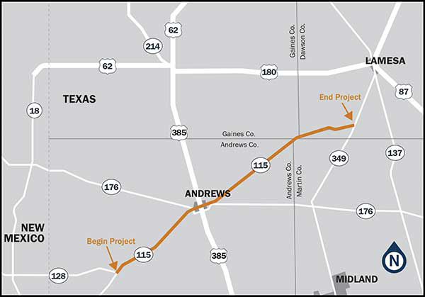 SH 115 project location map
