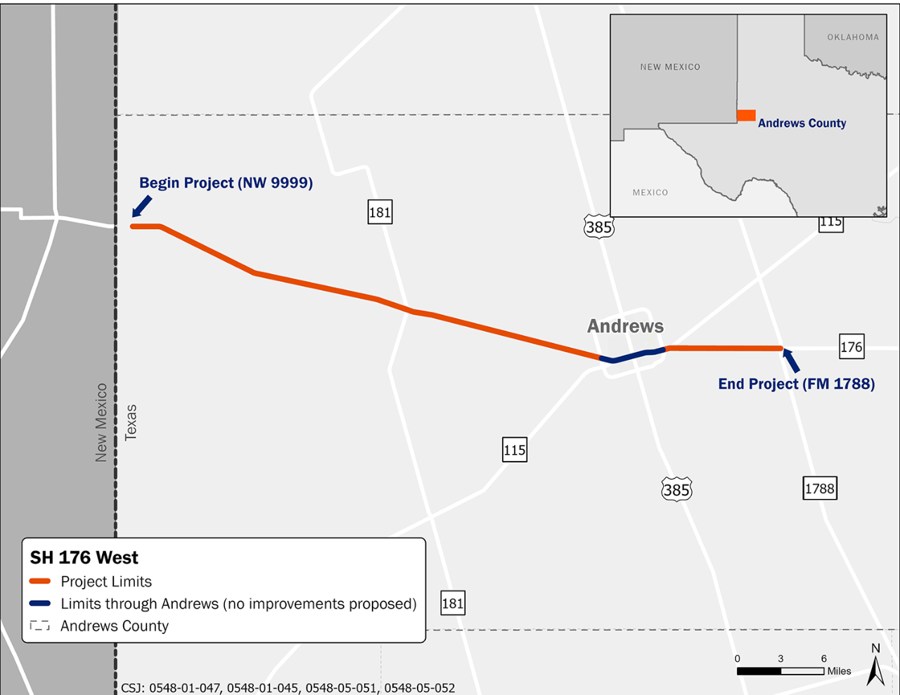 SH 176 West Project Limits map