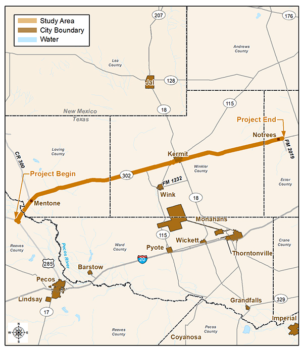 SH 302 project location map