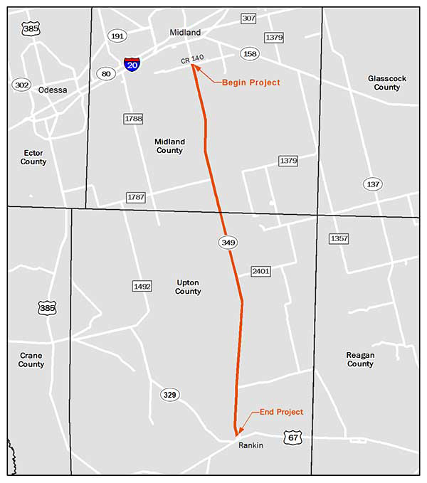 SH 349 project location map