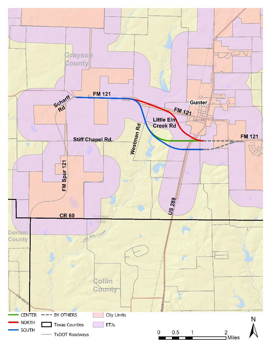 Gunter relief route map